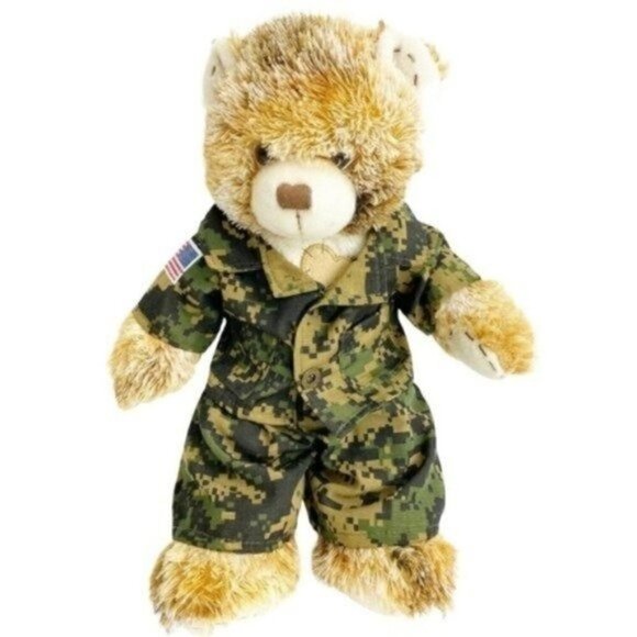 Build-A-Bear Workshop Other - Bab Champ Plush Teddy Build-a-Bear Stitched Heart Patch Camo Outfit 16” Calico